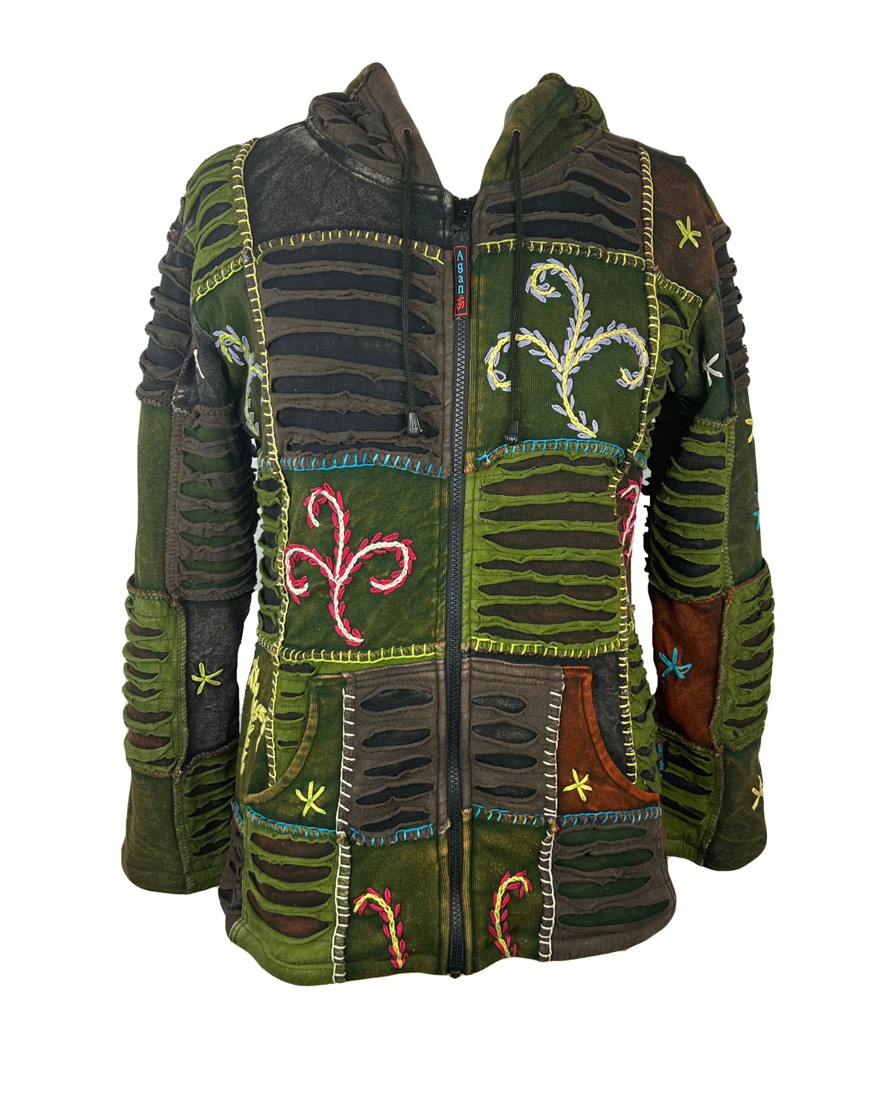 360 RJ Bohemian Fleece Lined Knit Rib Cotton Cozy Hoodie  Himalayan Jacket