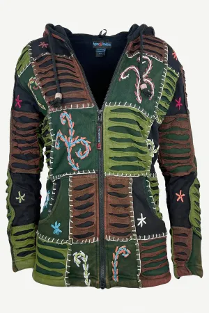360 RJ Bohemian Fleece Lined Knit Rib Cotton Cozy Hoodie  Himalayan Jacket