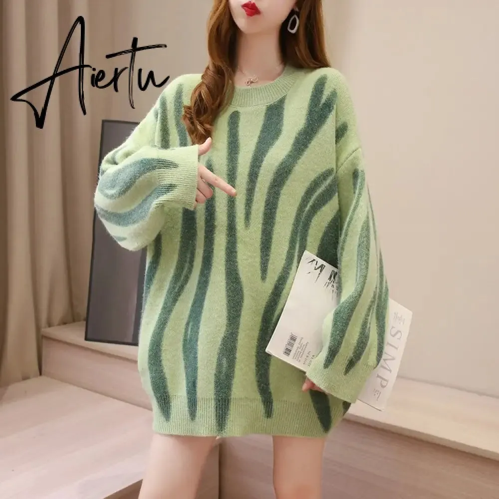 Aiertu Autumn Winter Women Cardigans Warm Knitted Sweater Jacket Pocket Embroidery Fashion Knit Cardigan Coat Lady Loose Sweaters tops