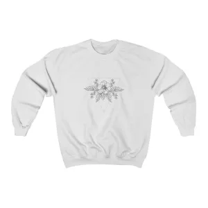Anemone Simple Flower Geometric Tattoo Design "Wild Geometry"  Unisex Heavy Blend Crewneck Sweatshirt