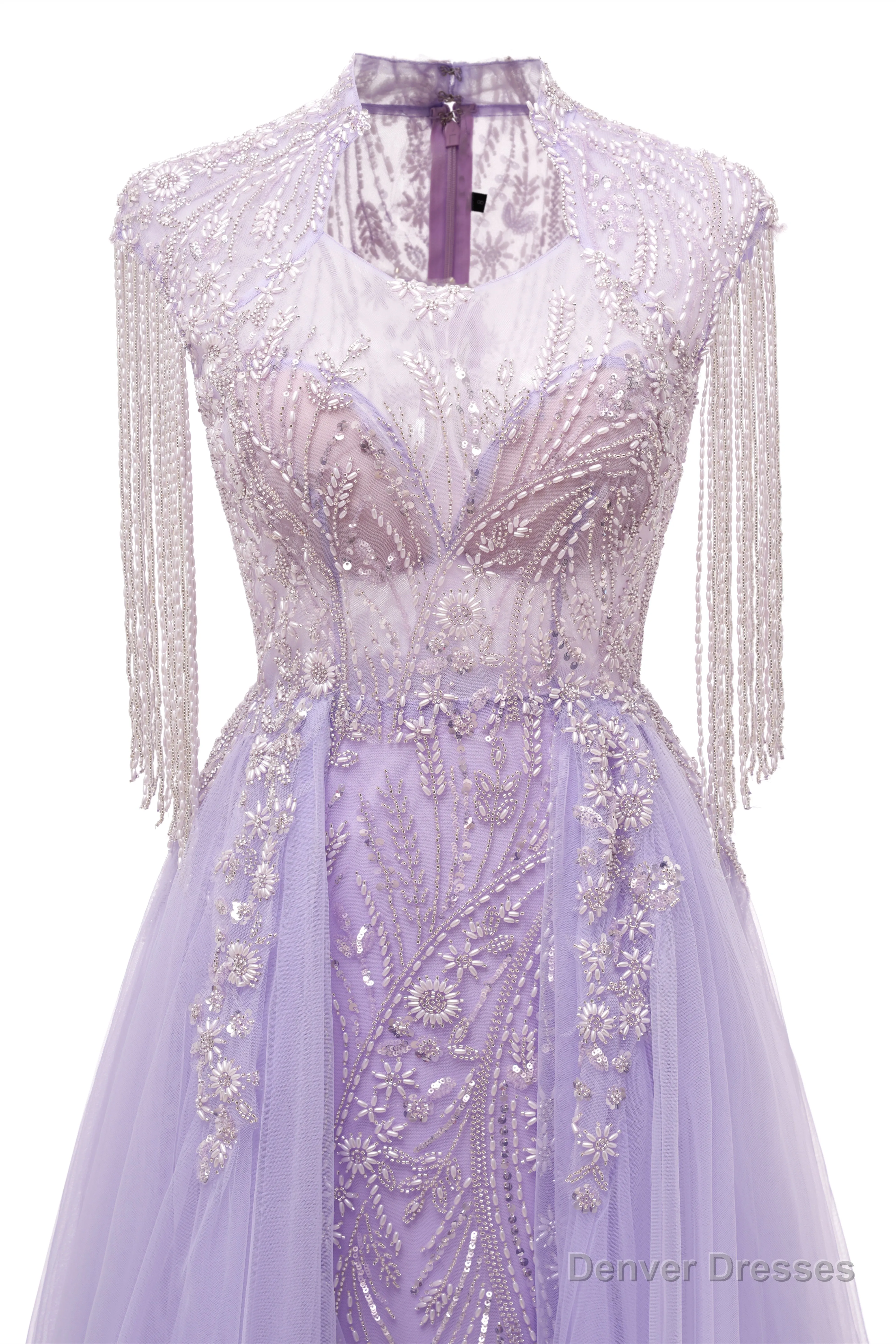 Arabic Purple Elegant A Line Beaded Tassel Luxury Dubai Evening Dresses Gowns For Women