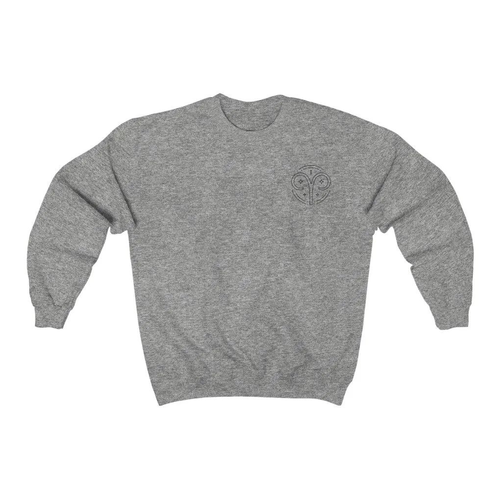 Aries Symbol and Ram "I AM" Zodiac Astrology Crewneck Sweatshirt