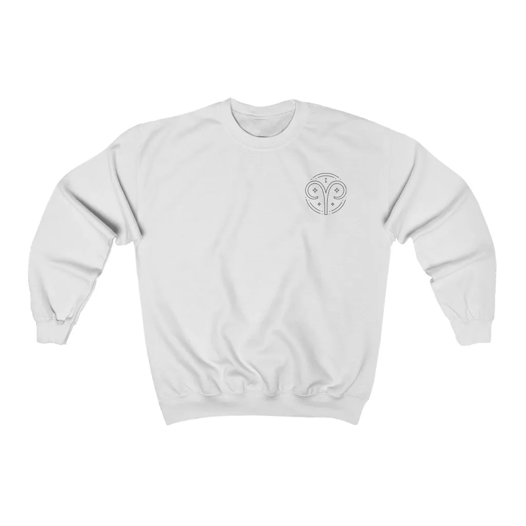 Aries Symbol and Ram "I AM" Zodiac Astrology Crewneck Sweatshirt