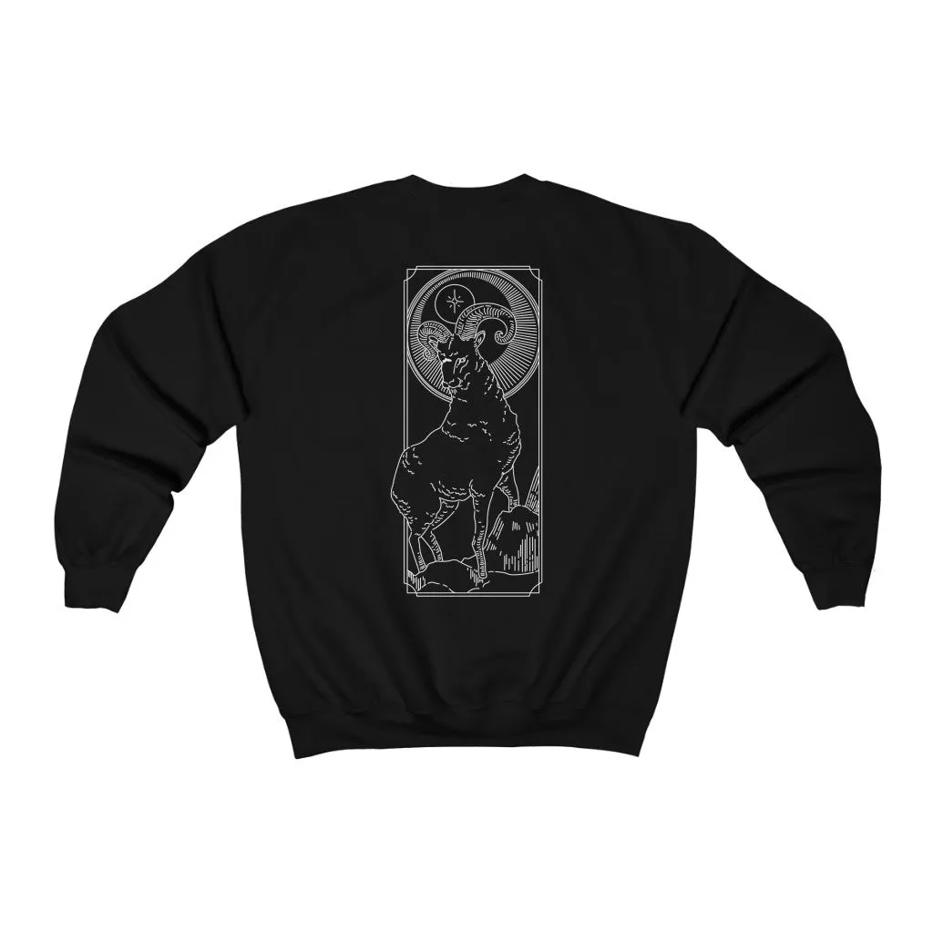 Aries Symbol and Ram "I AM" Zodiac Astrology Crewneck Sweatshirt
