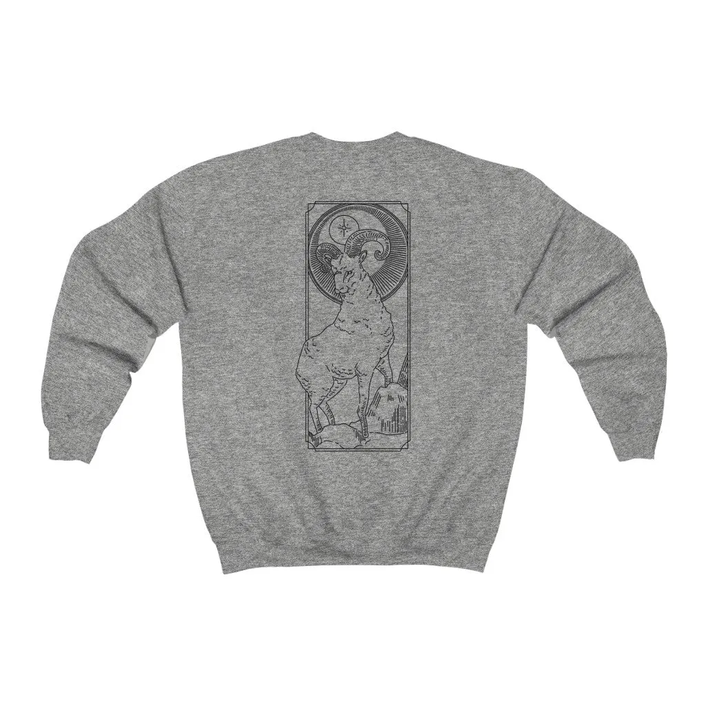 Aries Symbol and Ram "I AM" Zodiac Astrology Crewneck Sweatshirt