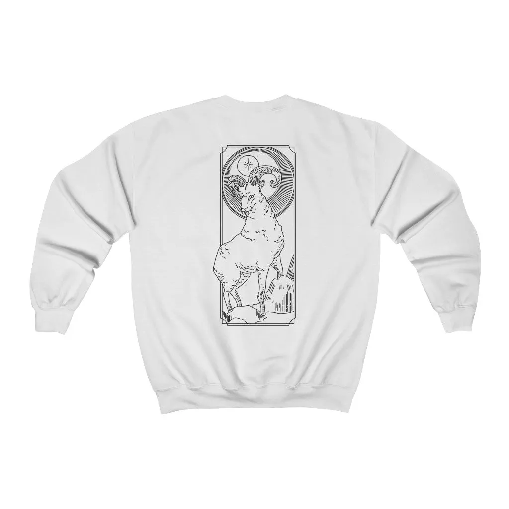 Aries Symbol and Ram "I AM" Zodiac Astrology Crewneck Sweatshirt