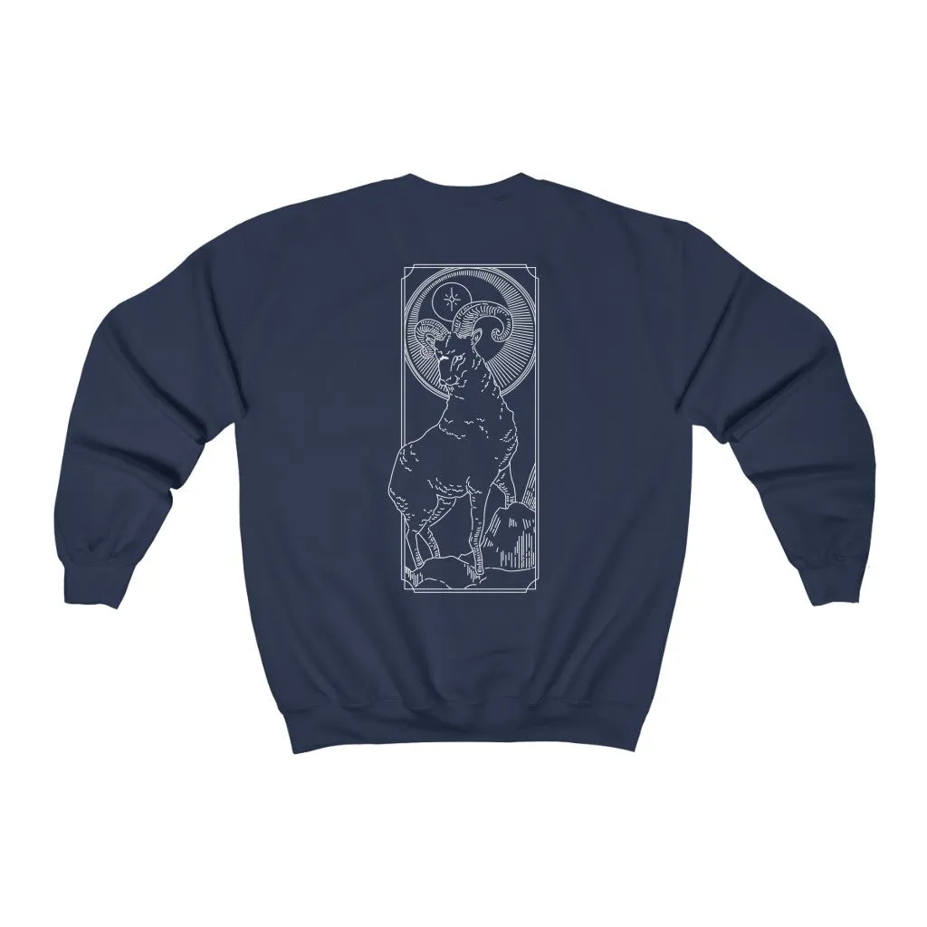 Aries Symbol and Ram "I AM" Zodiac Astrology Crewneck Sweatshirt