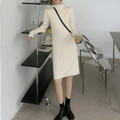 Autumn Winter Half Turtleneck Knitted Warm Korean Fashion Loose