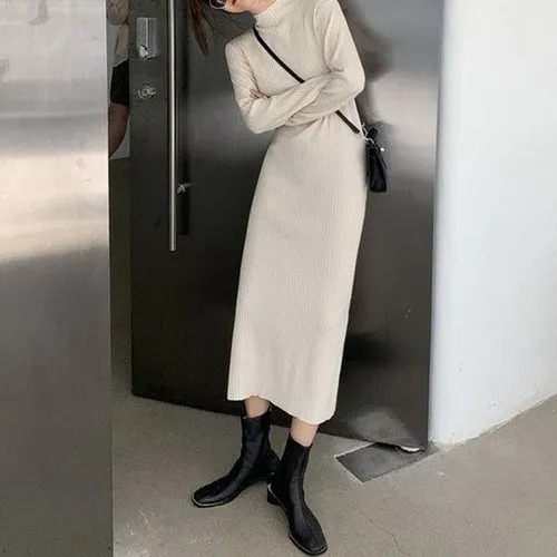 Autumn Winter Half Turtleneck Knitted Warm Korean Fashion Loose