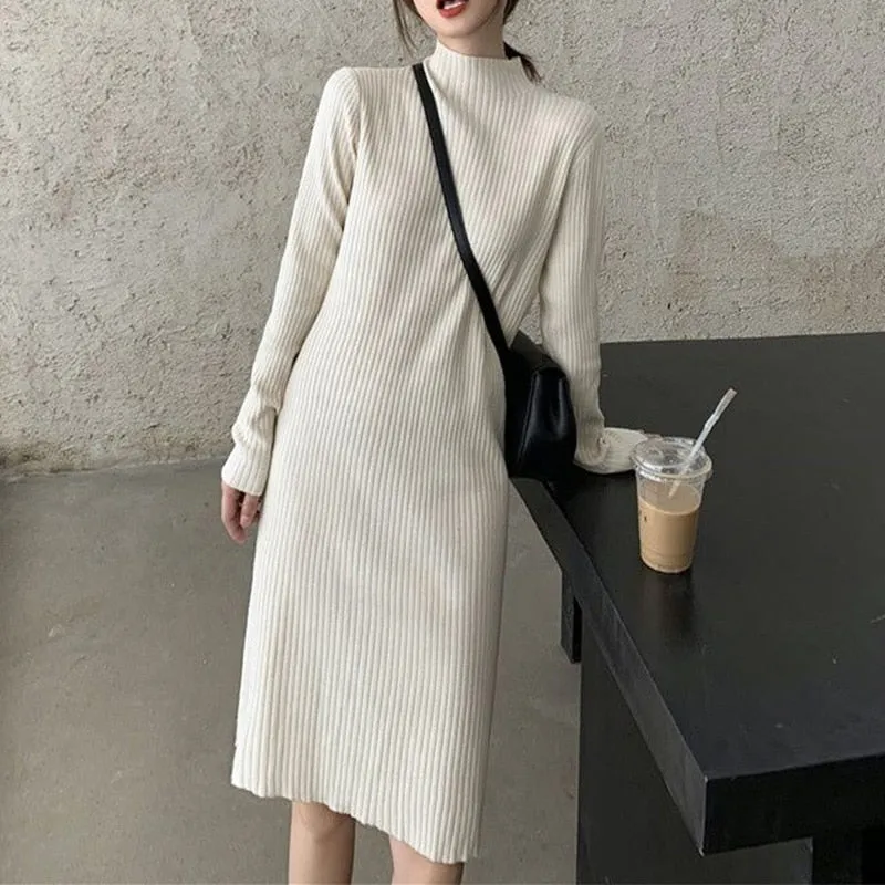 Autumn Winter Half Turtleneck Knitted Warm Korean Fashion Loose
