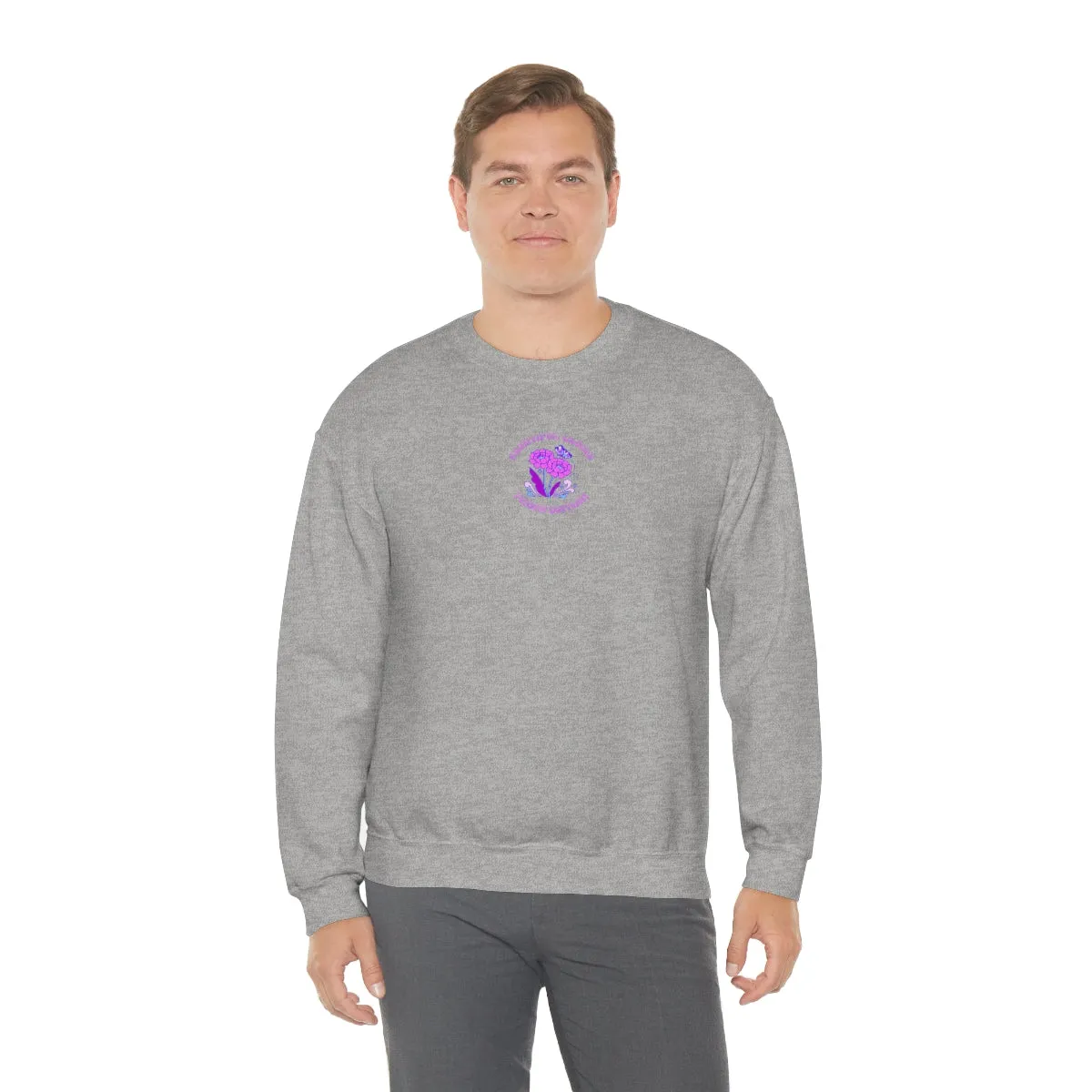 Beautiful Glows from Within Purple Flower Sweatshirt, Oversized Crewneck, Front Back Print Trendy Sweatshirt, Beach Cover Up, Lake Cover Up