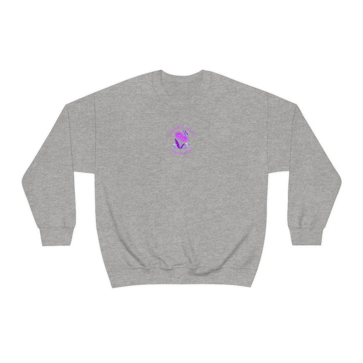 Beautiful Glows from Within Purple Flower Sweatshirt, Oversized Crewneck, Front Back Print Trendy Sweatshirt, Beach Cover Up, Lake Cover Up