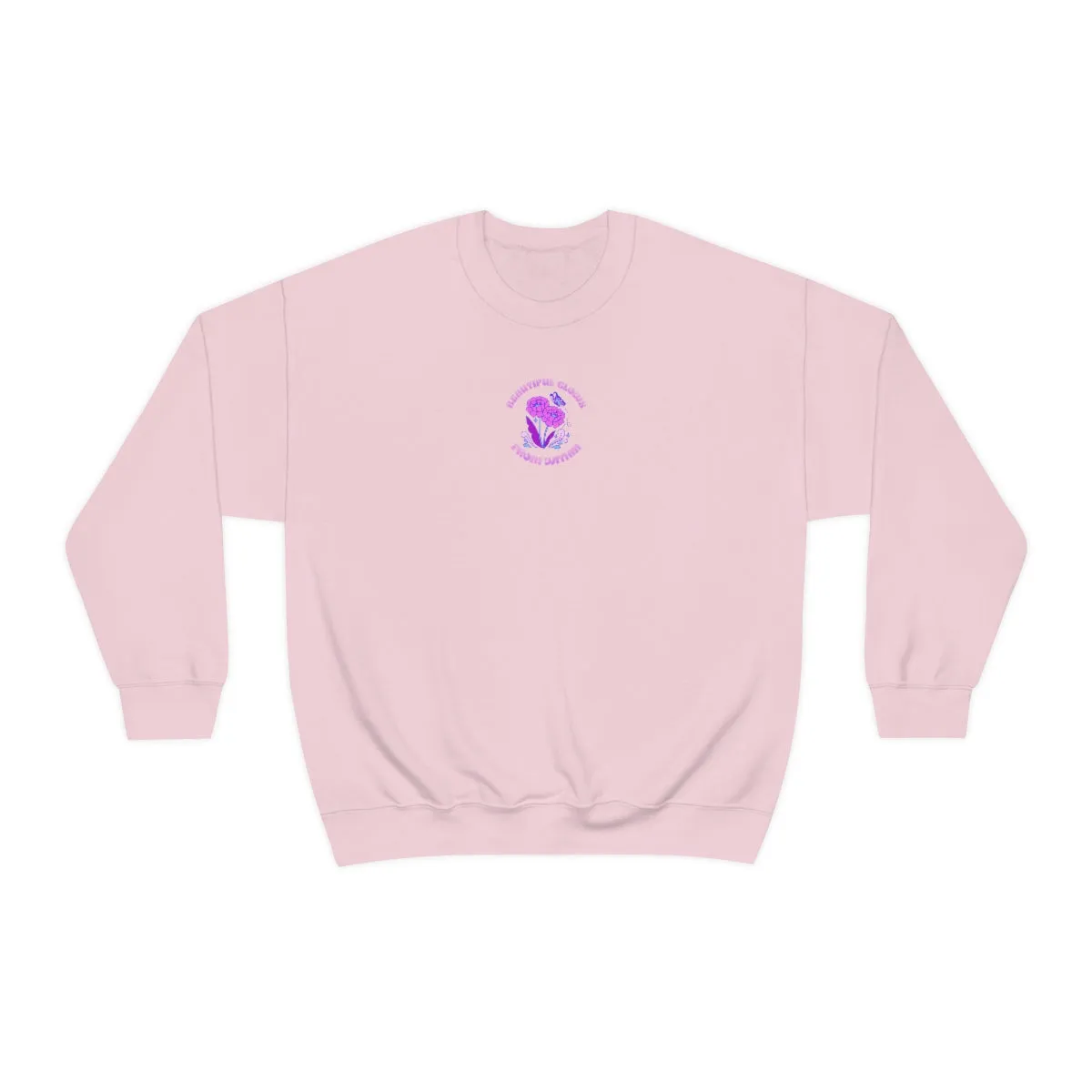 Beautiful Glows from Within Purple Flower Sweatshirt, Oversized Crewneck, Front Back Print Trendy Sweatshirt, Beach Cover Up, Lake Cover Up