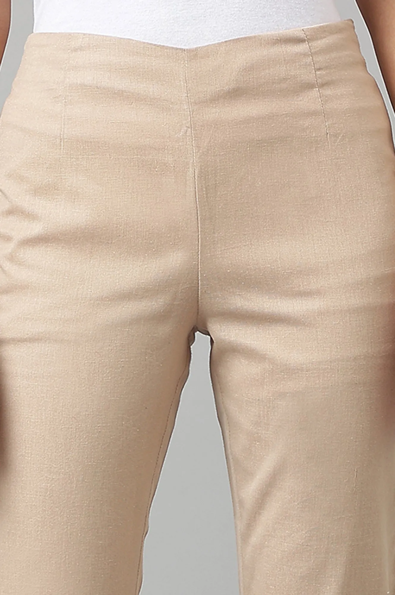 Beige Slim Pants And Black Trousers Combo