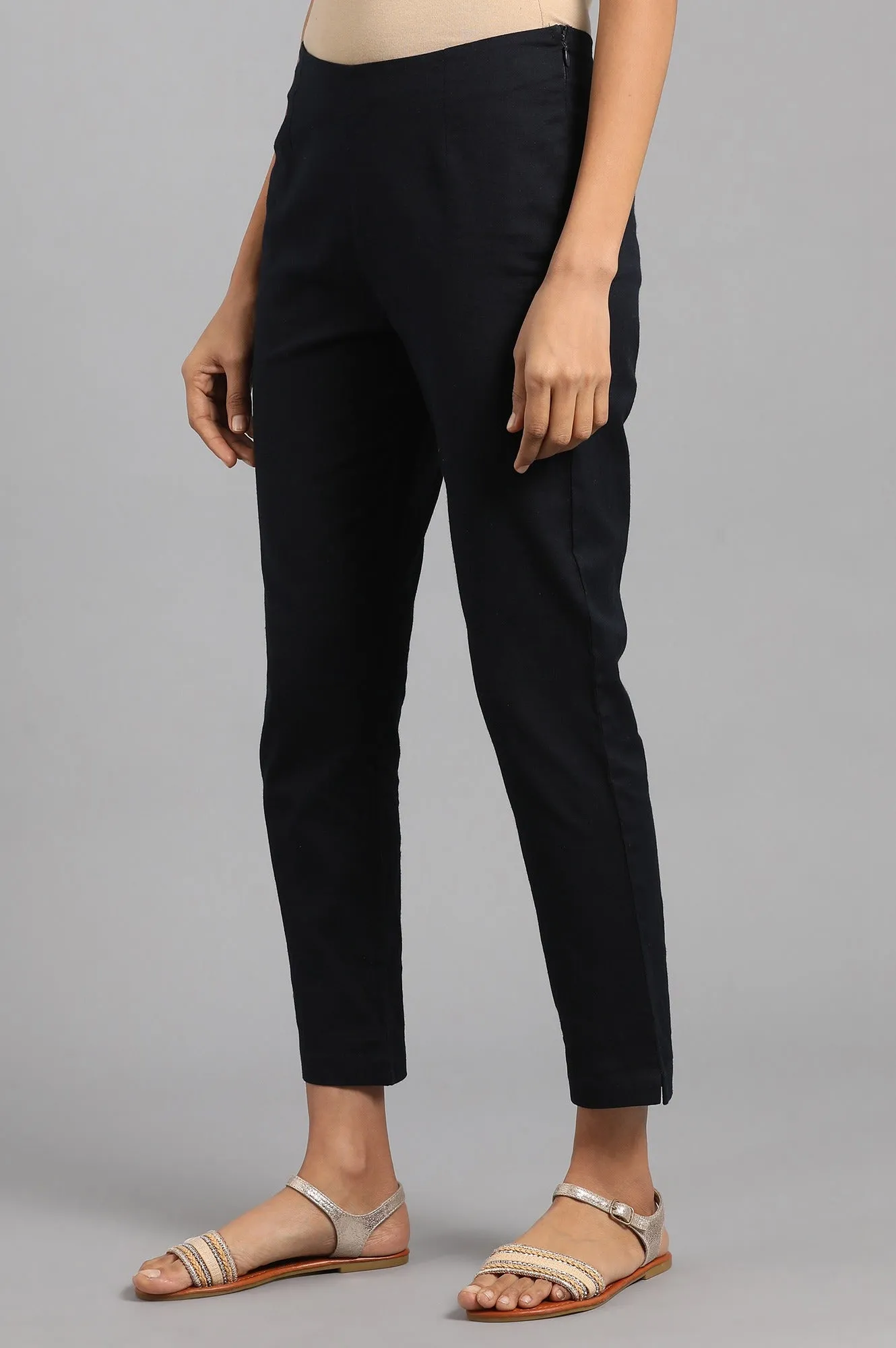 Beige Slim Pants And Black Trousers Combo