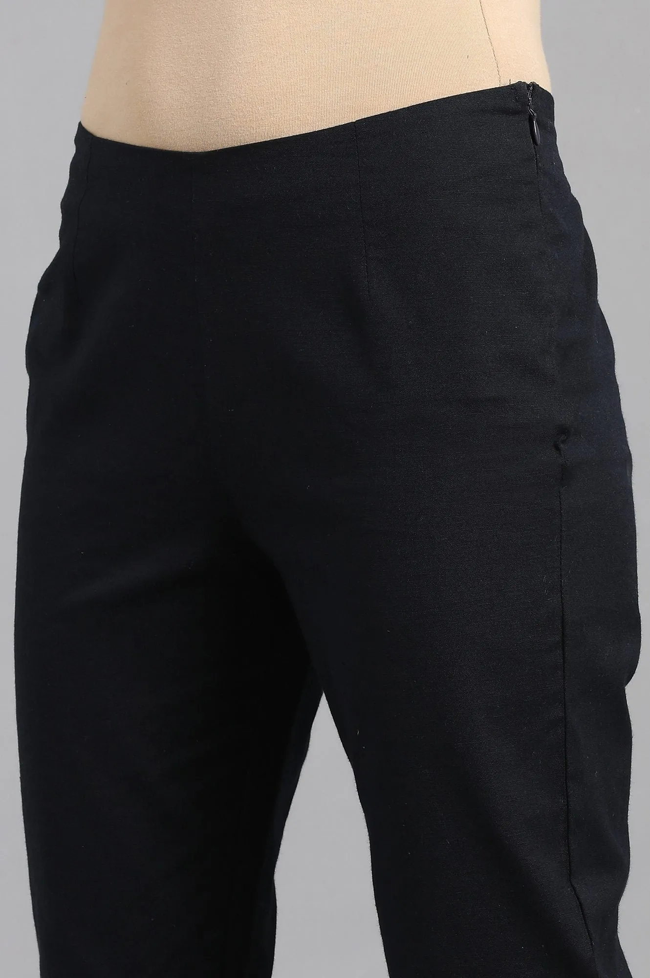 Beige Slim Pants And Black Trousers Combo