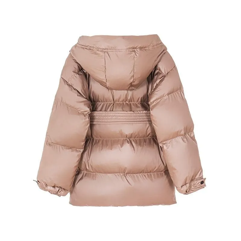Belted Puffer Jacket in Black