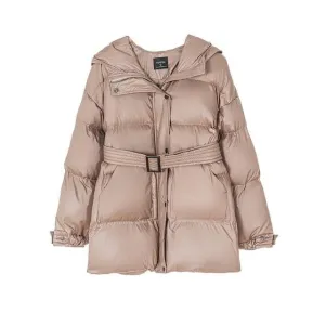 Belted Puffer Jacket in Black
