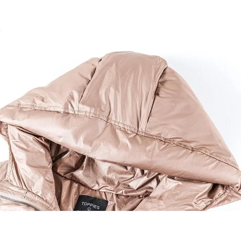Belted Puffer Jacket in Black