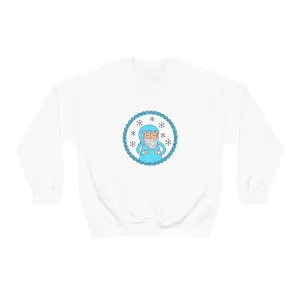 Blue Santa Claus Sweatshirt, Turquoise Santa Sweatshirt, Trendy Noel Minimalist Christmas Sweatshirt, Xmas Santa Crewneck Pastel Holiday Top