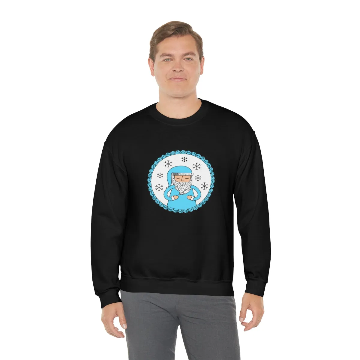 Blue Santa Claus Sweatshirt, Turquoise Santa Sweatshirt, Trendy Noel Minimalist Christmas Sweatshirt, Xmas Santa Crewneck Pastel Holiday Top