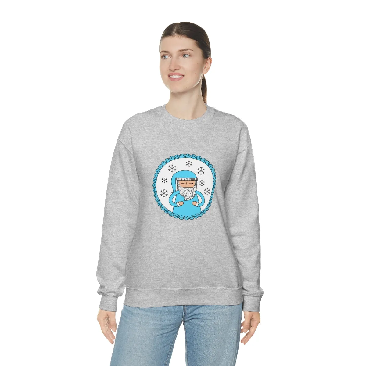 Blue Santa Claus Sweatshirt, Turquoise Santa Sweatshirt, Trendy Noel Minimalist Christmas Sweatshirt, Xmas Santa Crewneck Pastel Holiday Top