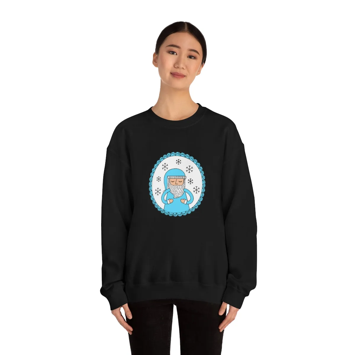 Blue Santa Claus Sweatshirt, Turquoise Santa Sweatshirt, Trendy Noel Minimalist Christmas Sweatshirt, Xmas Santa Crewneck Pastel Holiday Top