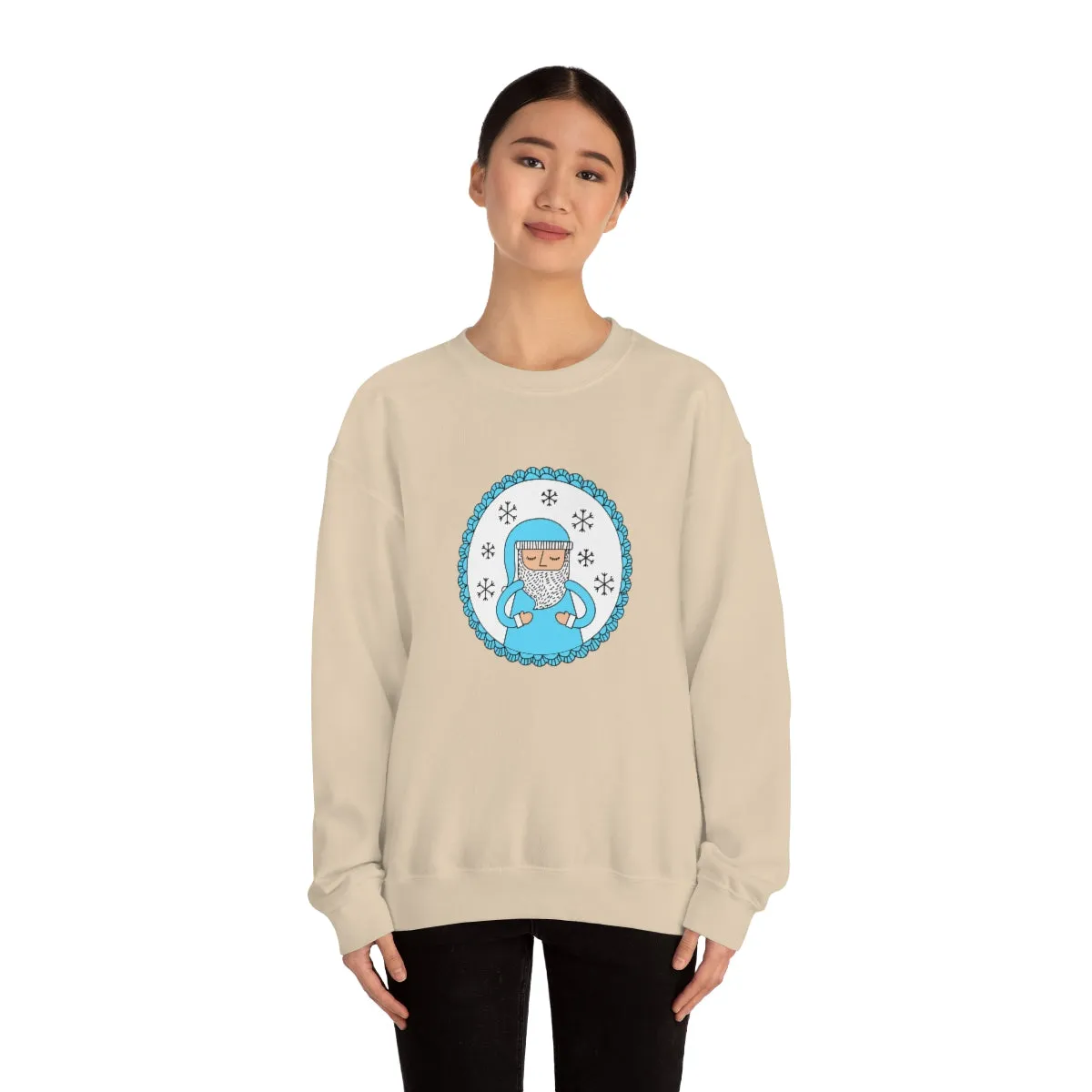 Blue Santa Claus Sweatshirt, Turquoise Santa Sweatshirt, Trendy Noel Minimalist Christmas Sweatshirt, Xmas Santa Crewneck Pastel Holiday Top