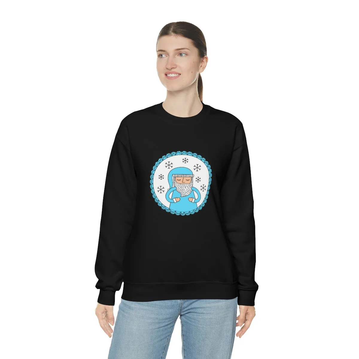 Blue Santa Claus Sweatshirt, Turquoise Santa Sweatshirt, Trendy Noel Minimalist Christmas Sweatshirt, Xmas Santa Crewneck Pastel Holiday Top