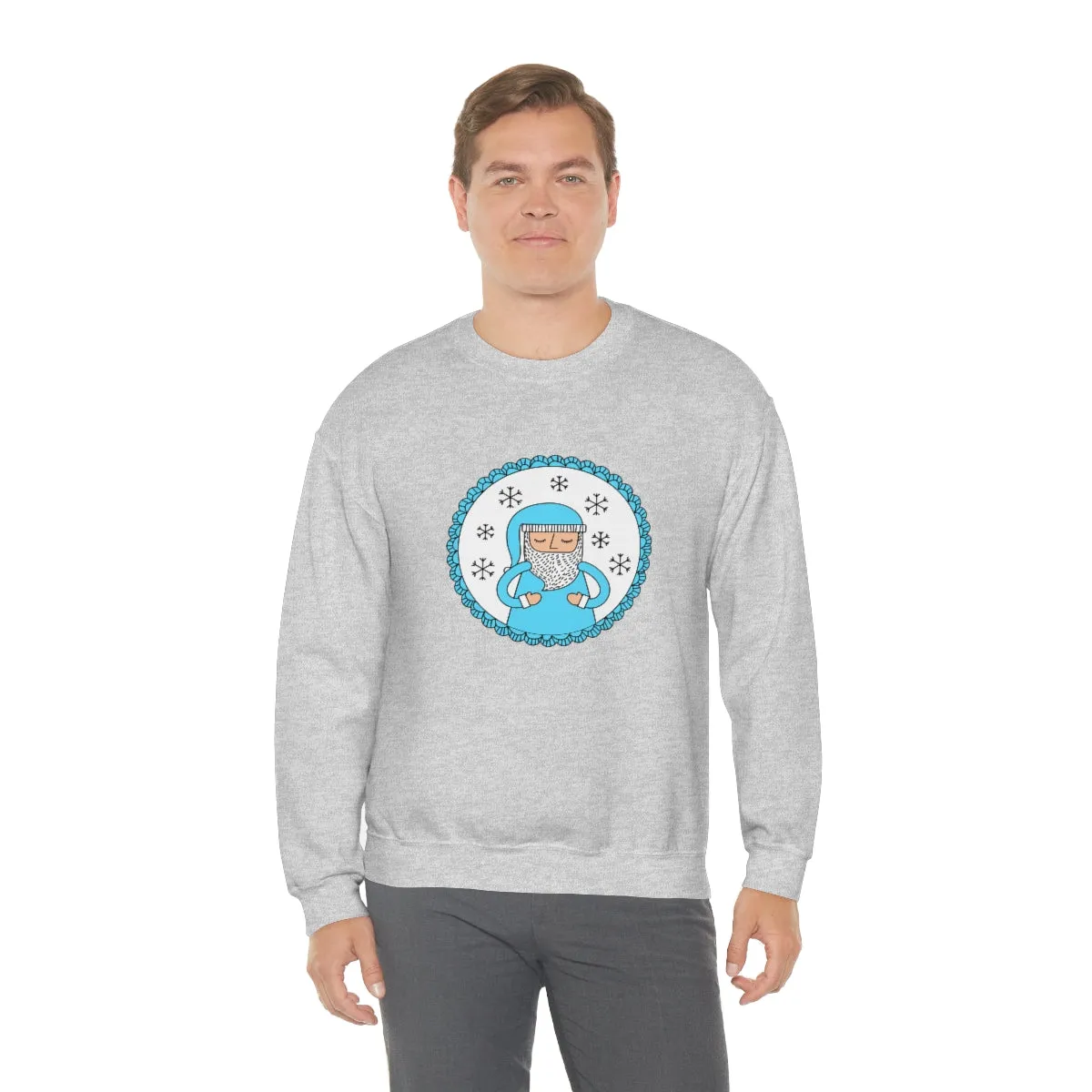 Blue Santa Claus Sweatshirt, Turquoise Santa Sweatshirt, Trendy Noel Minimalist Christmas Sweatshirt, Xmas Santa Crewneck Pastel Holiday Top
