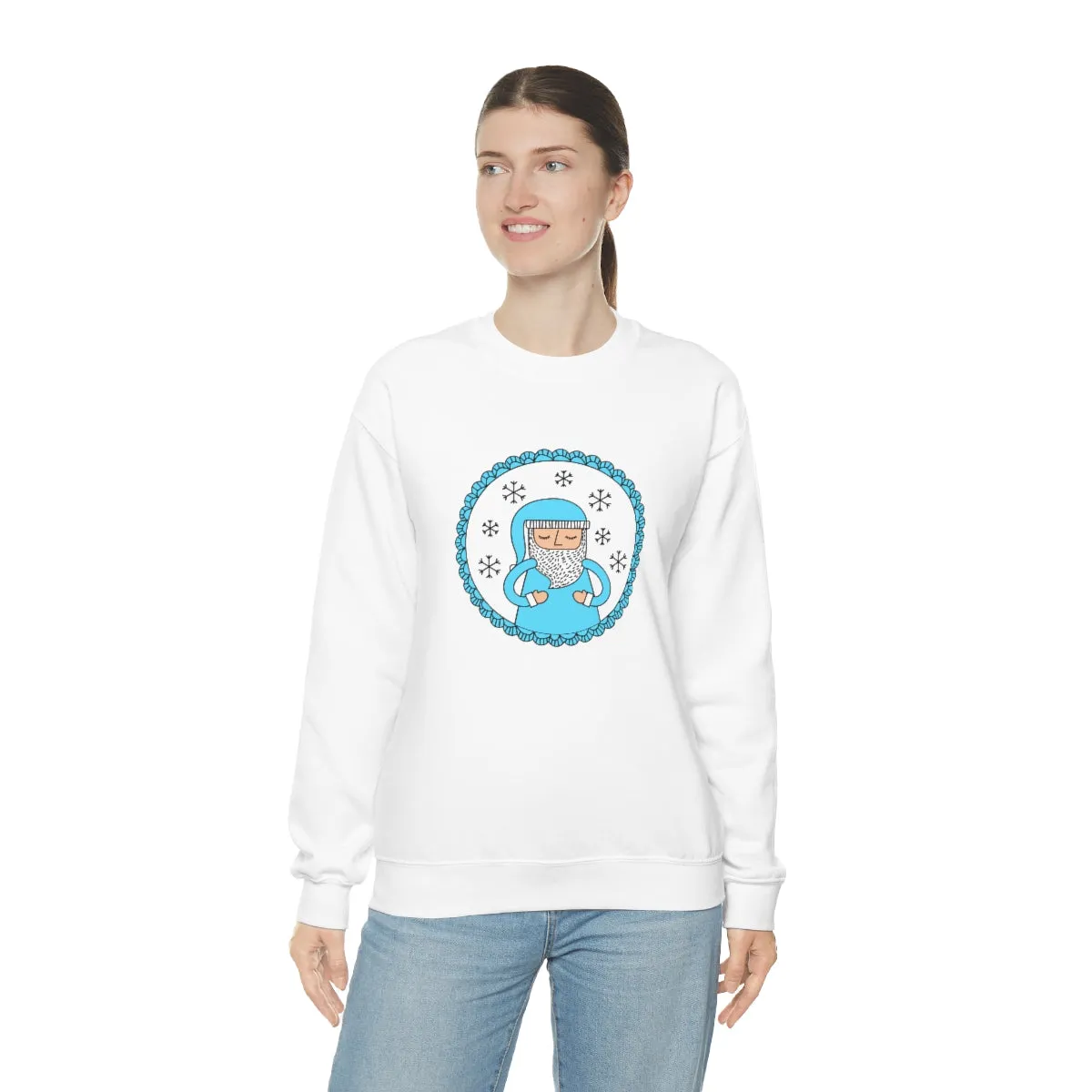Blue Santa Claus Sweatshirt, Turquoise Santa Sweatshirt, Trendy Noel Minimalist Christmas Sweatshirt, Xmas Santa Crewneck Pastel Holiday Top