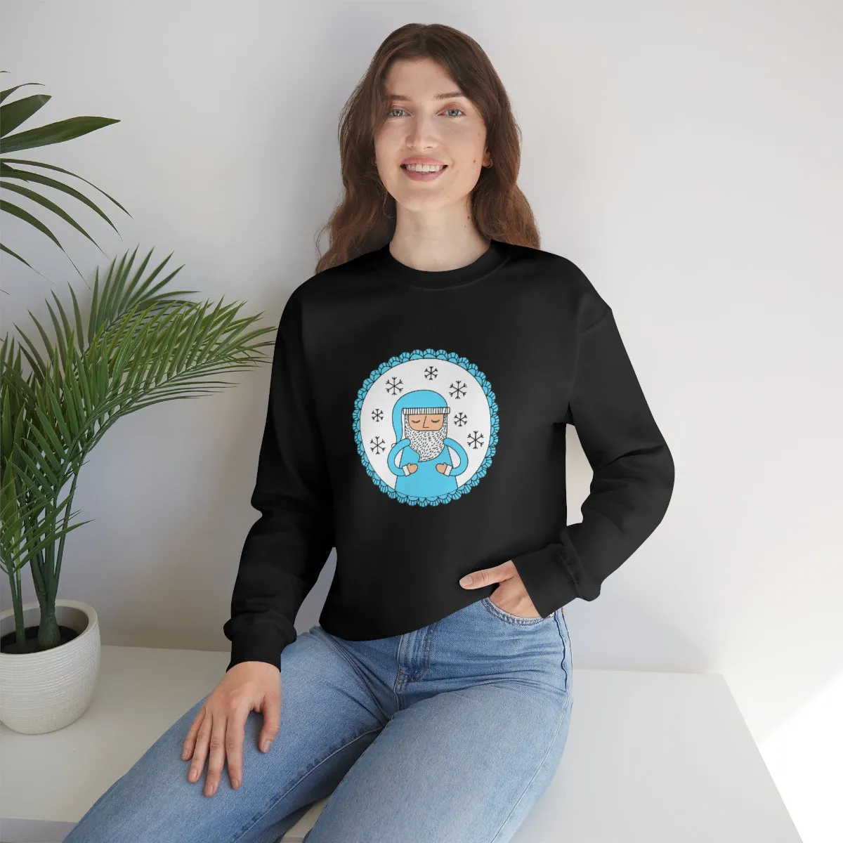 Blue Santa Claus Sweatshirt, Turquoise Santa Sweatshirt, Trendy Noel Minimalist Christmas Sweatshirt, Xmas Santa Crewneck Pastel Holiday Top