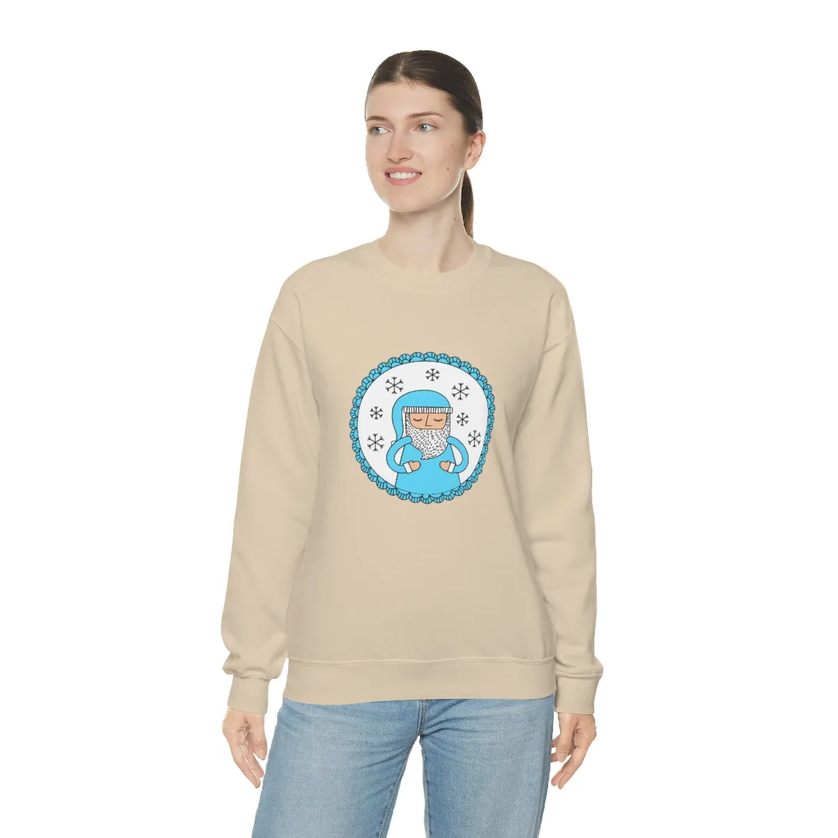 Blue Santa Claus Sweatshirt, Turquoise Santa Sweatshirt, Trendy Noel Minimalist Christmas Sweatshirt, Xmas Santa Crewneck Pastel Holiday Top