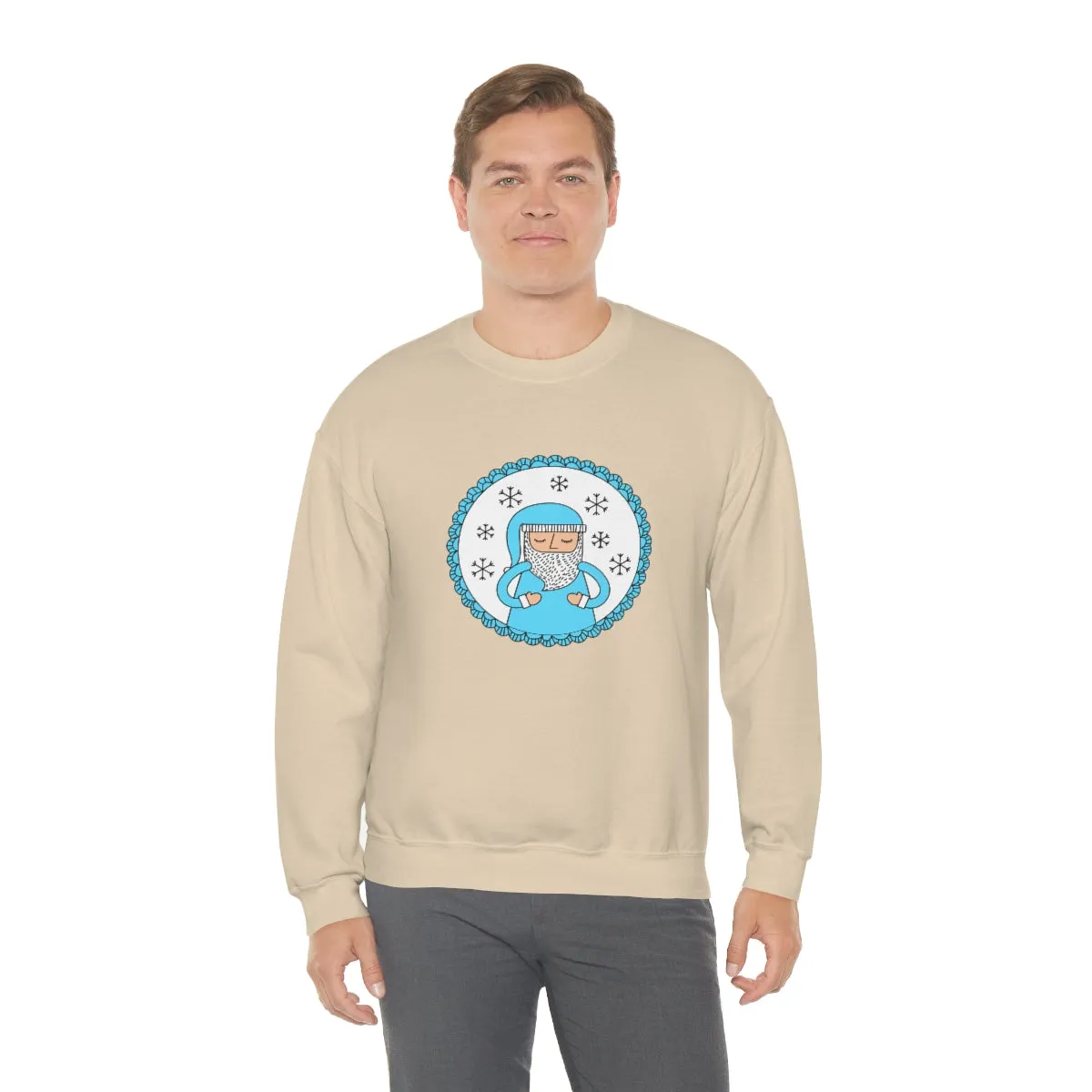 Blue Santa Claus Sweatshirt, Turquoise Santa Sweatshirt, Trendy Noel Minimalist Christmas Sweatshirt, Xmas Santa Crewneck Pastel Holiday Top