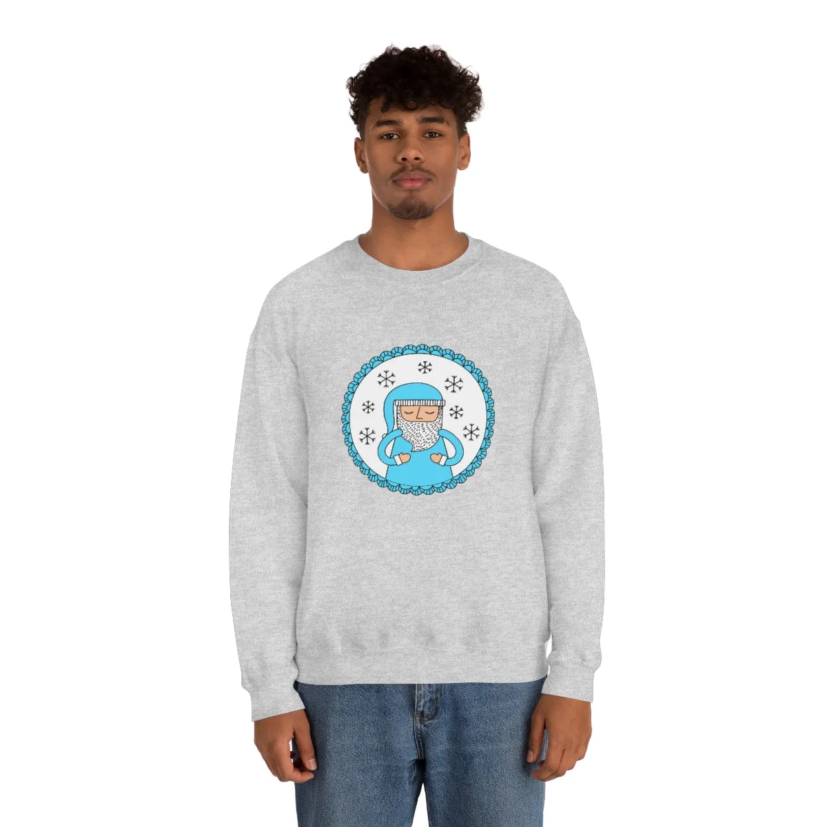Blue Santa Claus Sweatshirt, Turquoise Santa Sweatshirt, Trendy Noel Minimalist Christmas Sweatshirt, Xmas Santa Crewneck Pastel Holiday Top