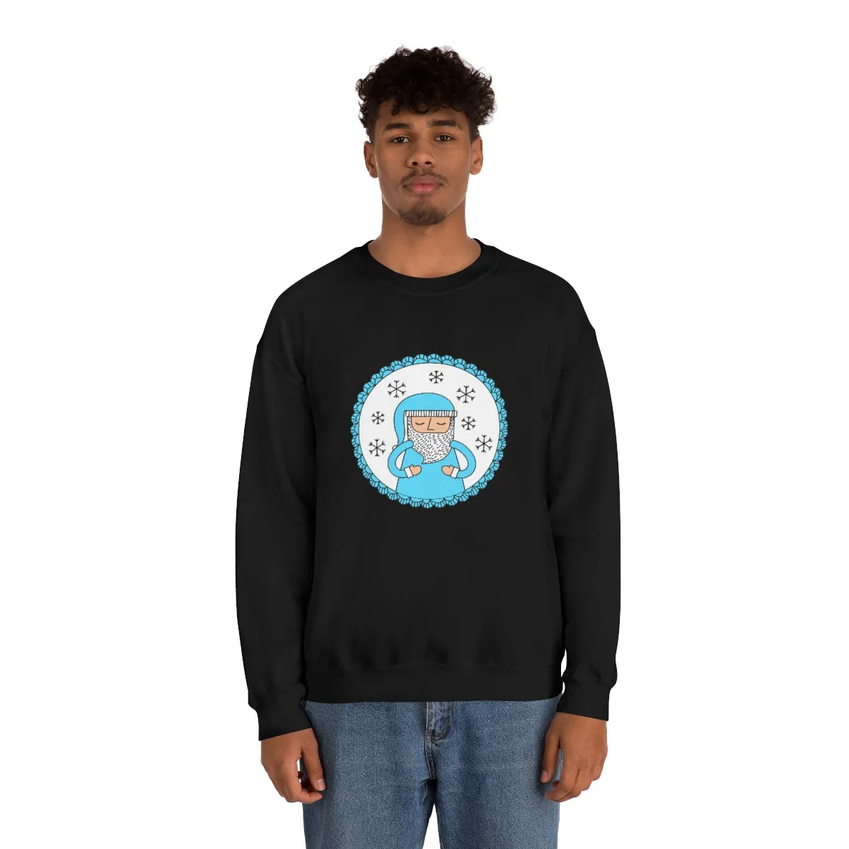 Blue Santa Claus Sweatshirt, Turquoise Santa Sweatshirt, Trendy Noel Minimalist Christmas Sweatshirt, Xmas Santa Crewneck Pastel Holiday Top