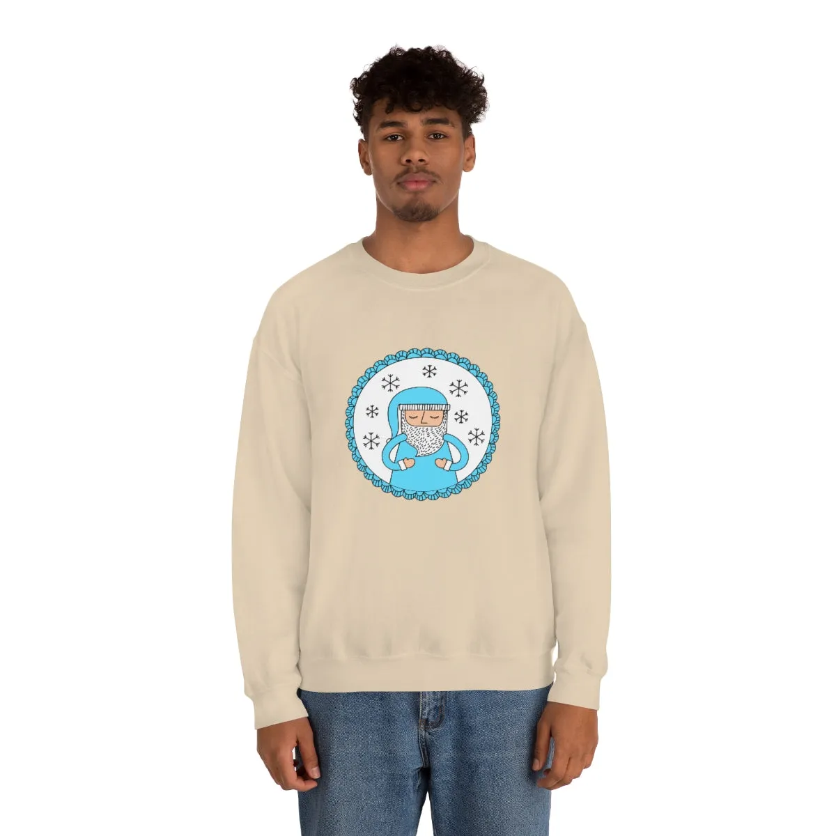 Blue Santa Claus Sweatshirt, Turquoise Santa Sweatshirt, Trendy Noel Minimalist Christmas Sweatshirt, Xmas Santa Crewneck Pastel Holiday Top