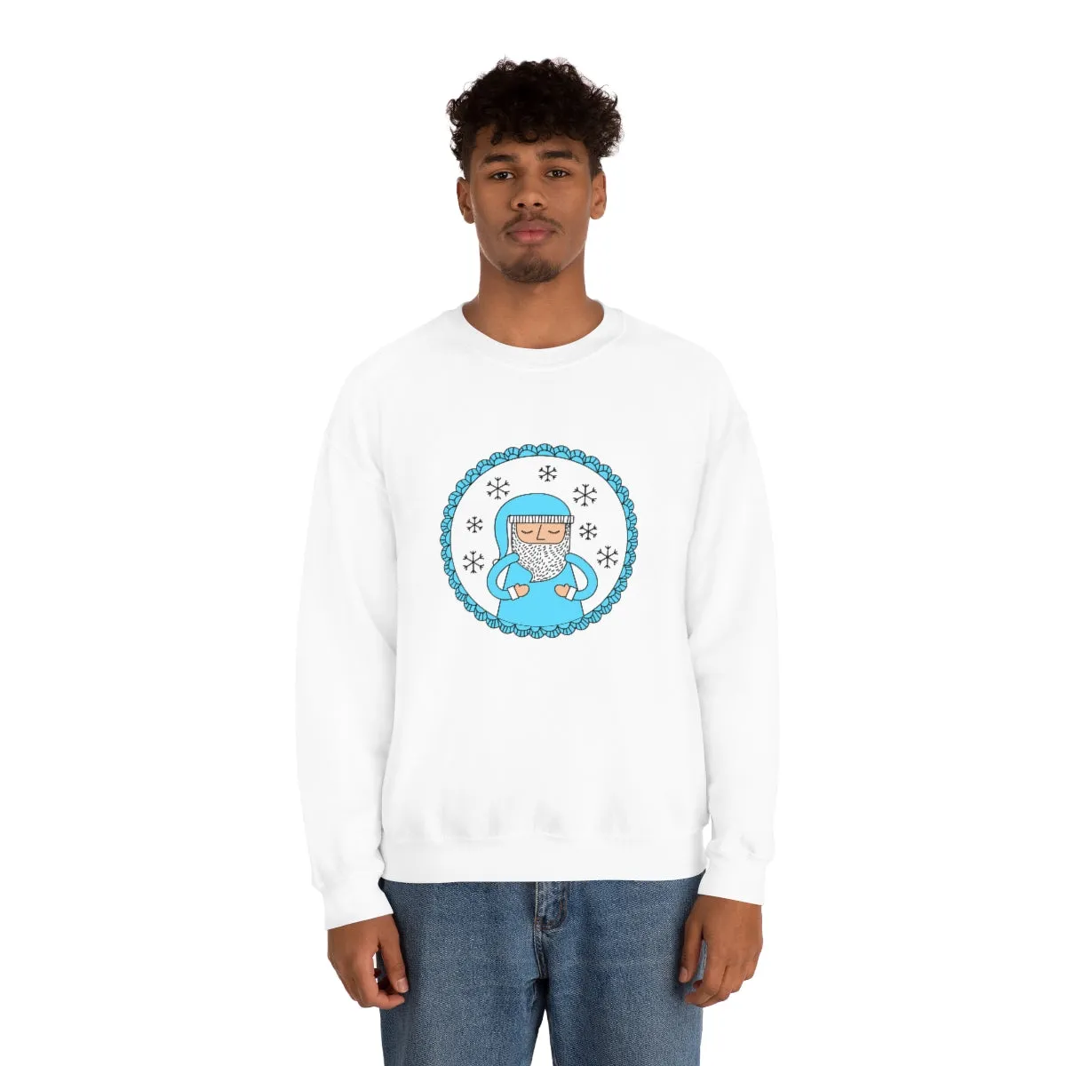 Blue Santa Claus Sweatshirt, Turquoise Santa Sweatshirt, Trendy Noel Minimalist Christmas Sweatshirt, Xmas Santa Crewneck Pastel Holiday Top