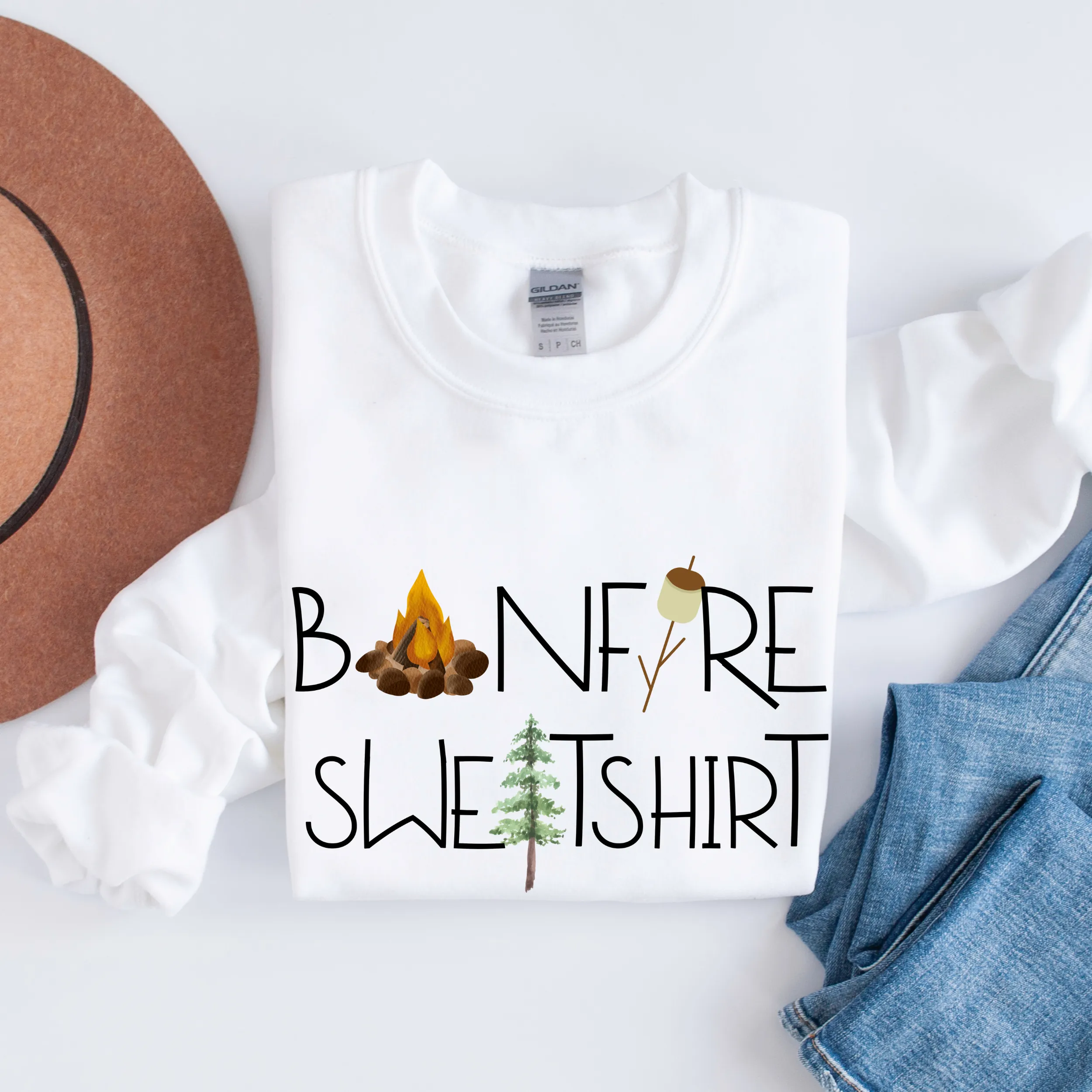 Bonfire Sweatshirt Fall Crewneck Sweatshirt Cute Warm and Cozy Autumn or Winter Gildan® Pullover