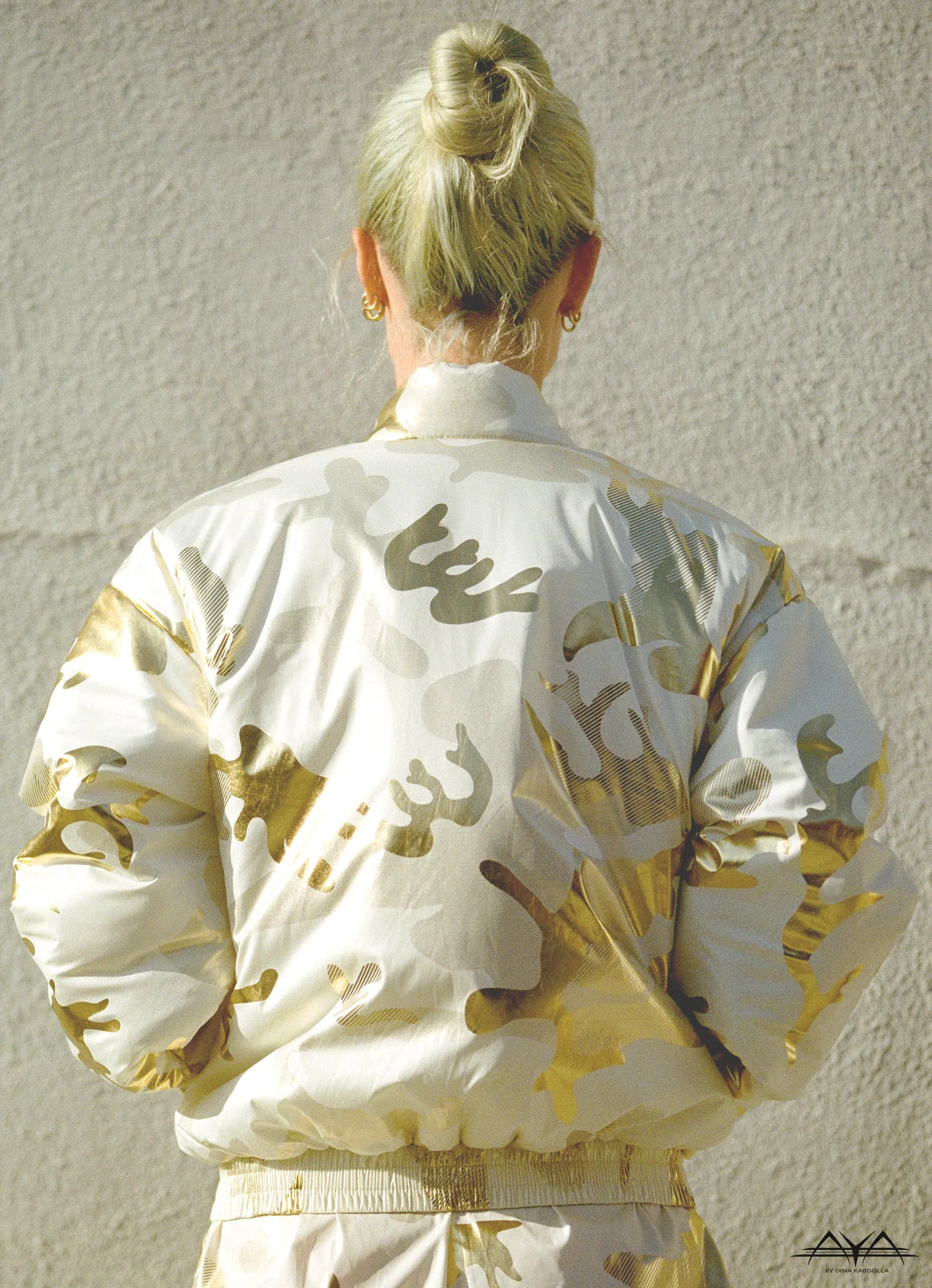 CAMO WHITE/GOLD BOMBER JACKET