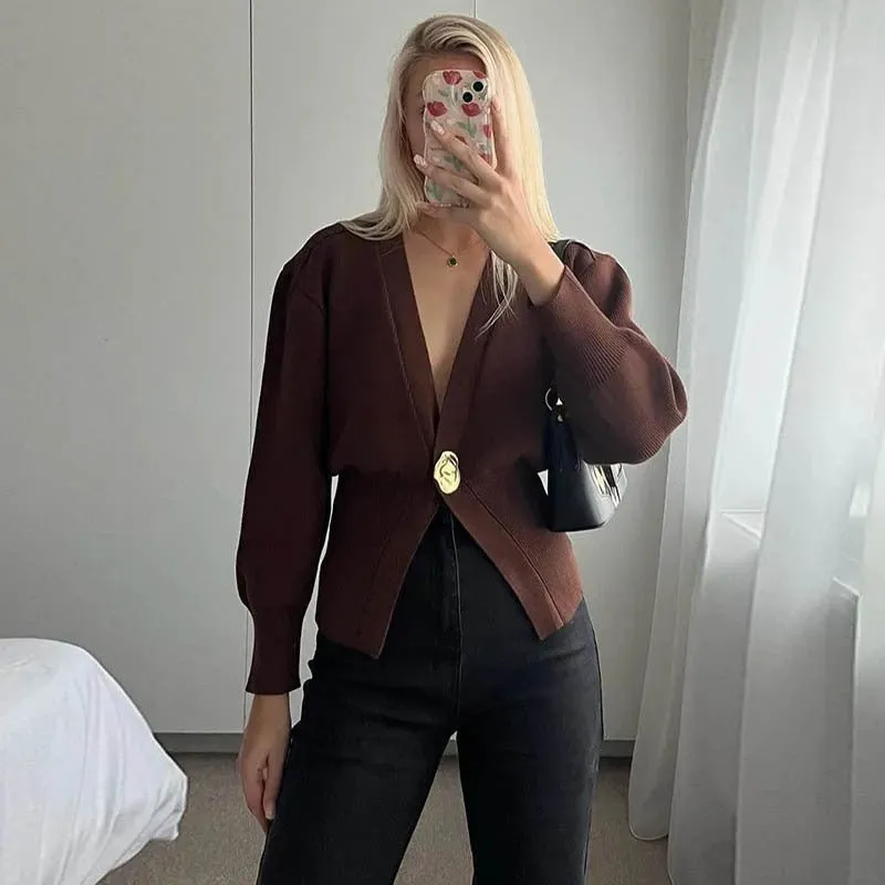 Carla V-neck Button Cardigan