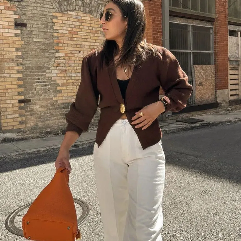 Carla V-neck Button Cardigan
