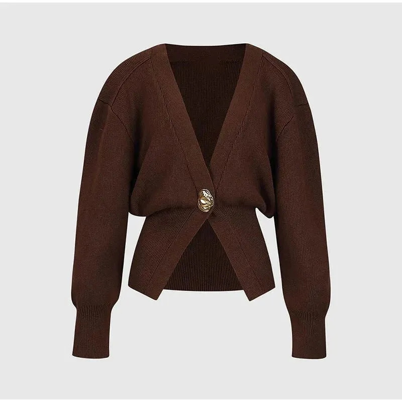 Carla V-neck Button Cardigan