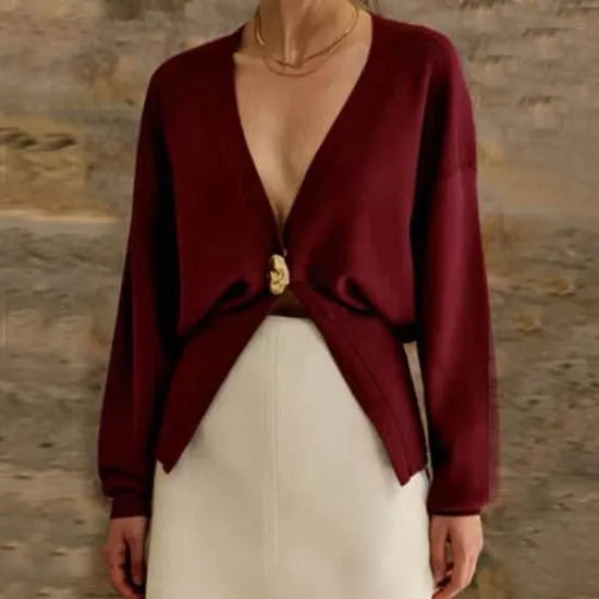 Carla V-neck Button Cardigan