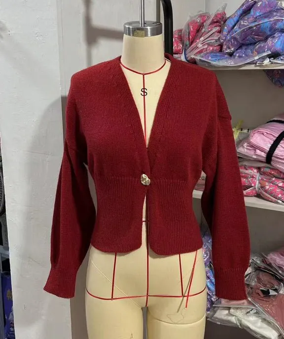 Carla V-neck Button Cardigan