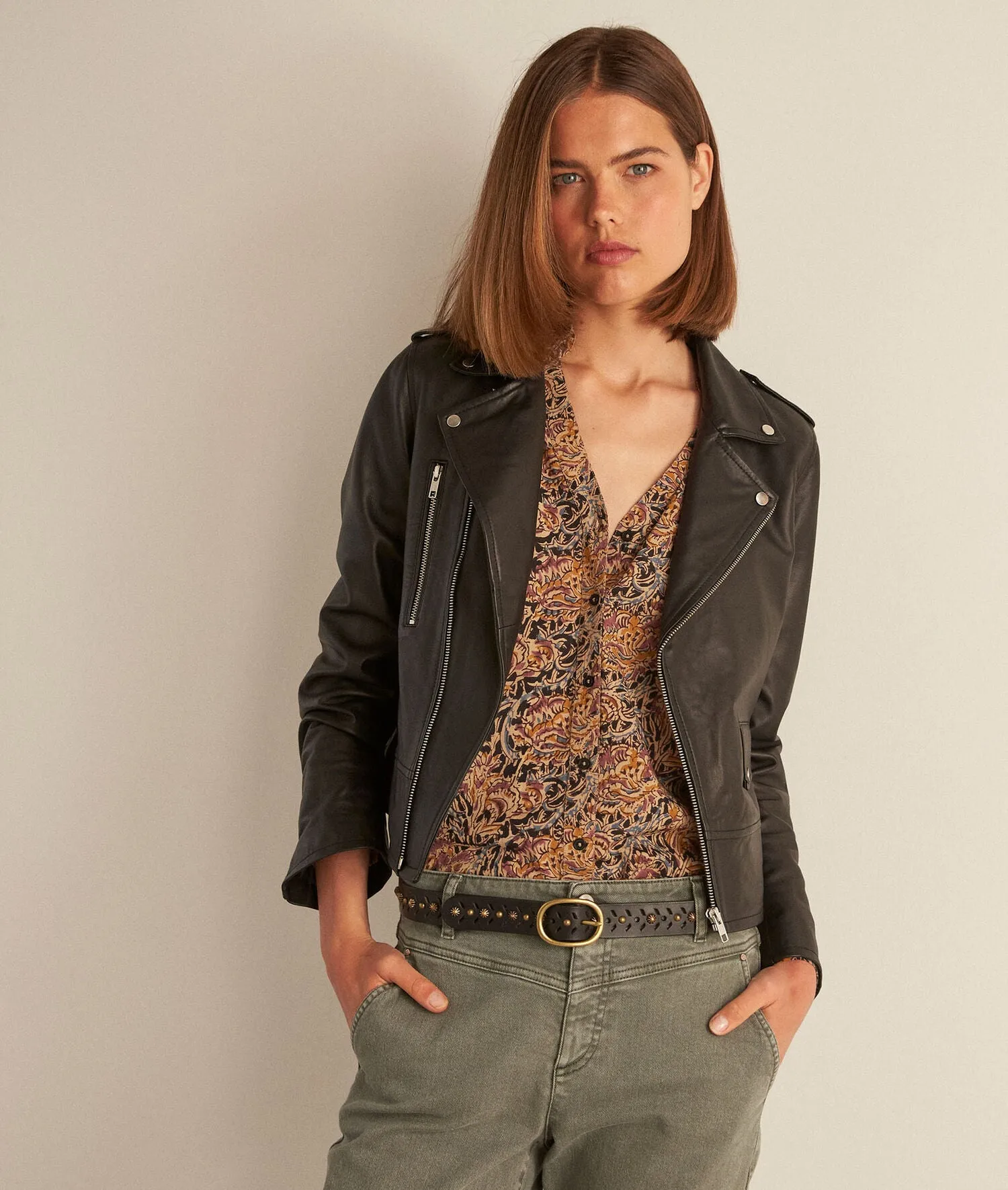 CAROLINE OCHRE FLORAL COTTON BLOUSE