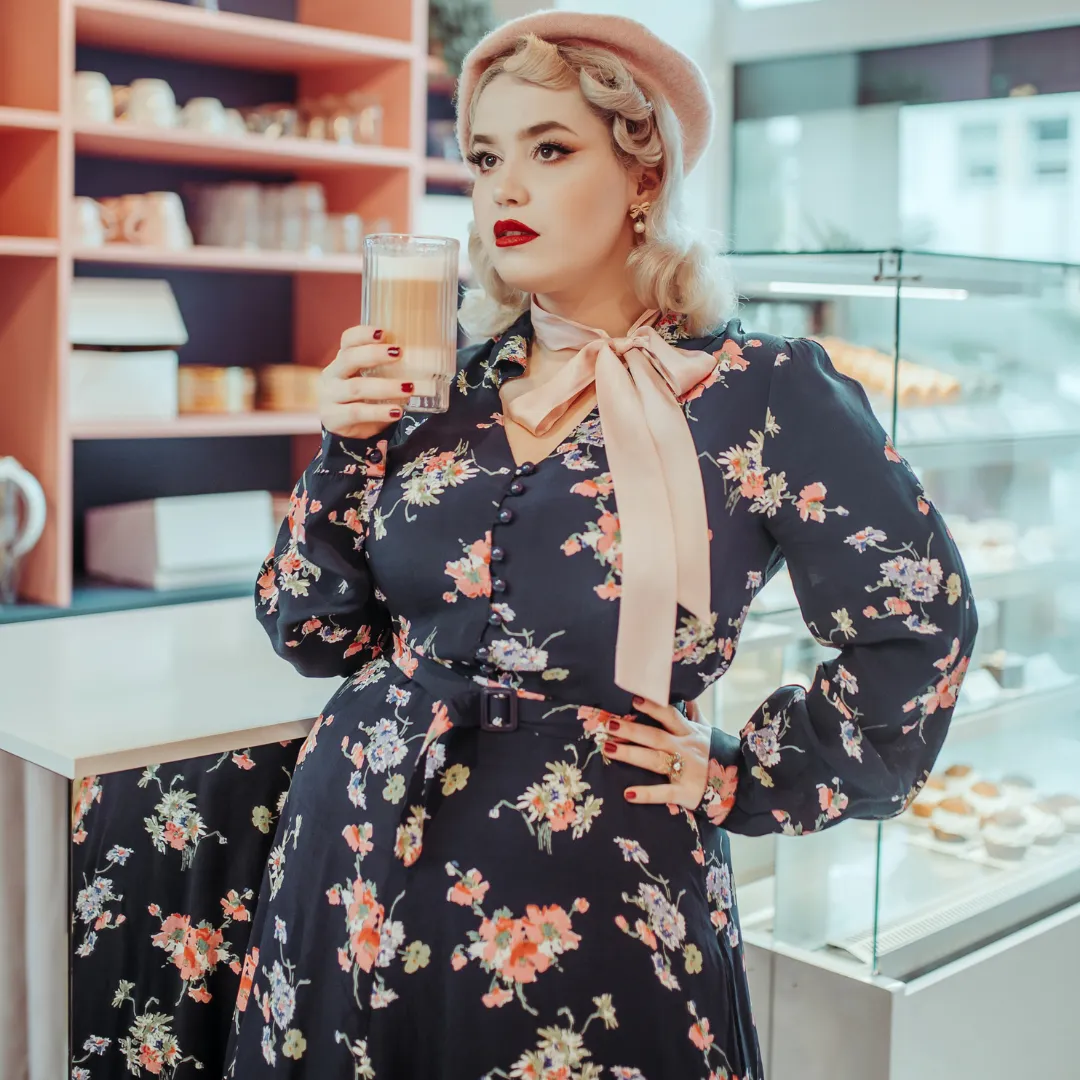 Clarice Dress in Navy Mayflower