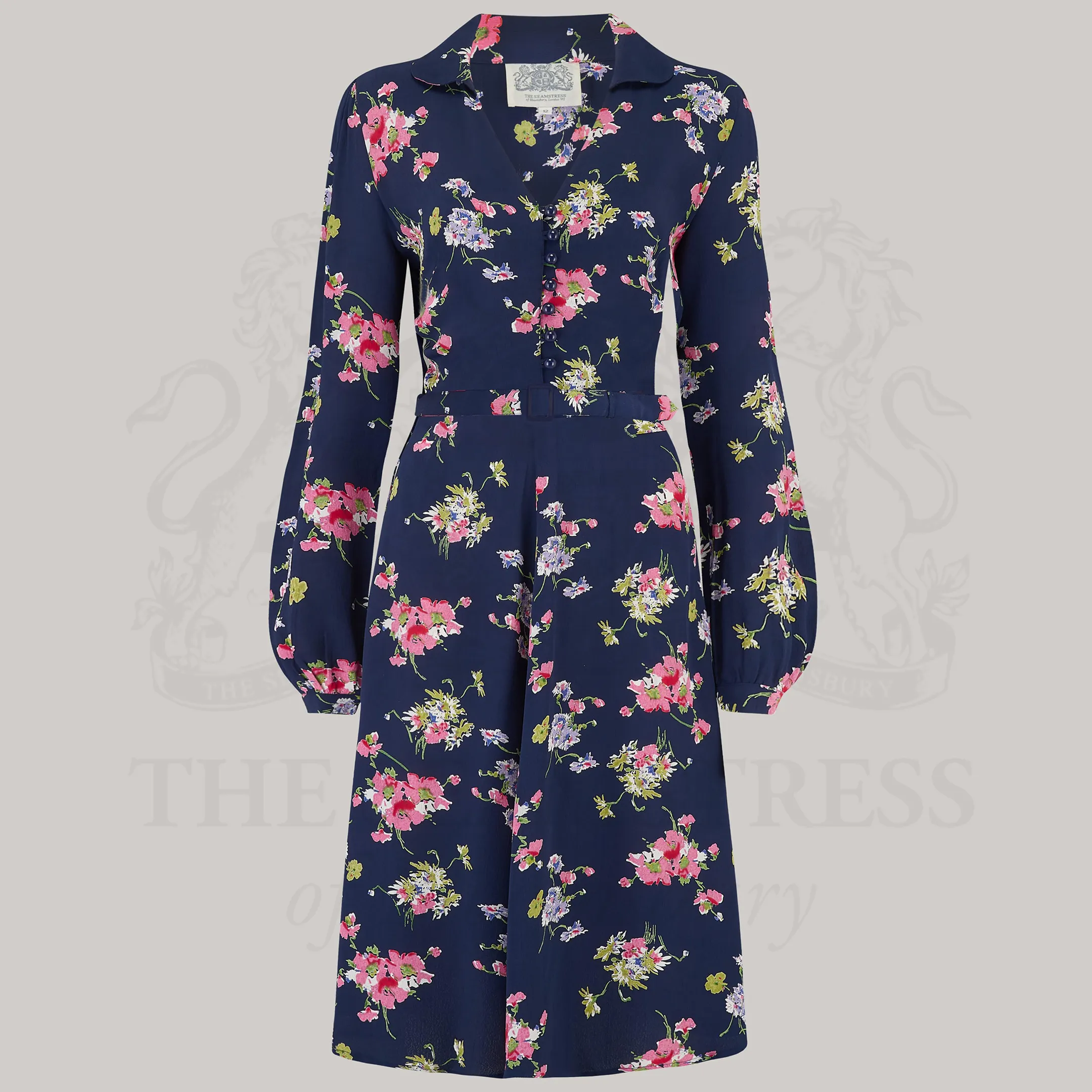 Clarice Dress in Navy Mayflower