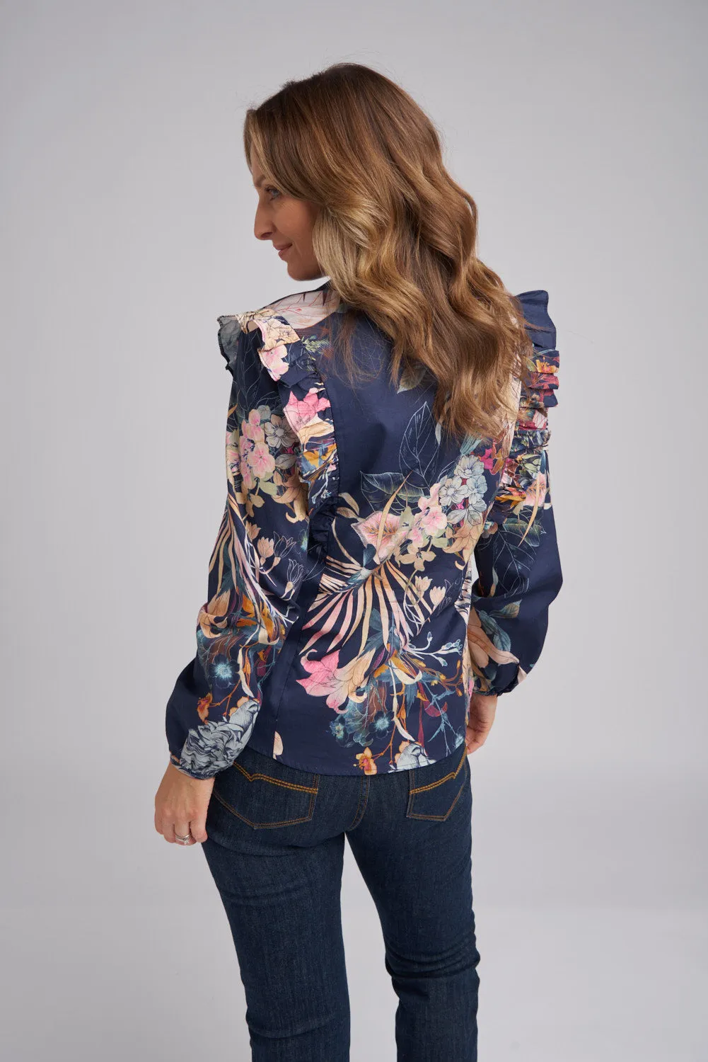Classic Paradise Print Cotton Frill Shirt