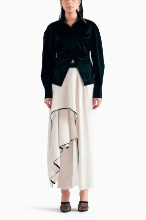 Coal Reflective Shirt With Monochrome Draped Trousers